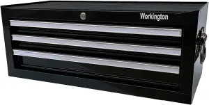 Workington Industrial 3 Drawers Portable Metal Intermediate Box, 26" Middle Tool Chest Cabinet with Ball Bearing Drawer Slides, Steel Tool Storage Box Organizer 4009 Black