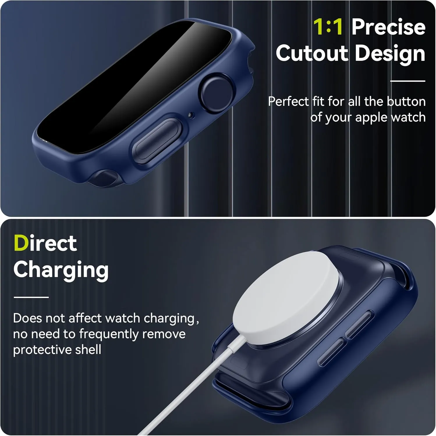 WSKEN 2 Pack Privacy Apple Watch Case 44mm for Series SE2 6 5 4 SE Screen Protector, [26 Degree Anti Spy] [Touch Sensitive] Ultra-Thin Glass Lightweight Cover Bumper for iWatch 6 5 4 SE 44mm,Blue