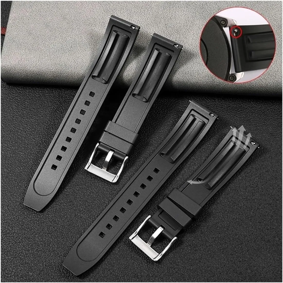 WUURAA Silicone Watch Band Quick Release Rubber Watch Straps 18mm 19mm 20mm 21mm 22mm 24mm Waterproof Diving Men Watches Accessories