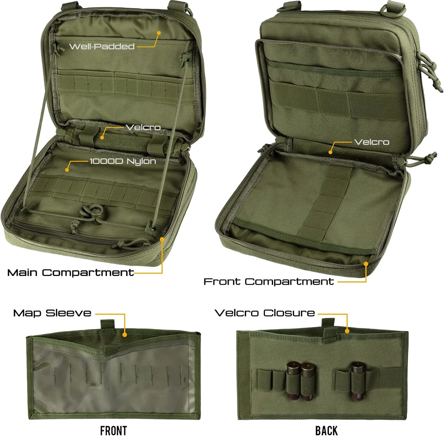 WYNEX Tactical Large Admin Pouch of Double Layer Design, Molle EDC EMT Utility Pouch with Map Sleeve Modular Tool Pouch Large Capacity Flag Patch Included