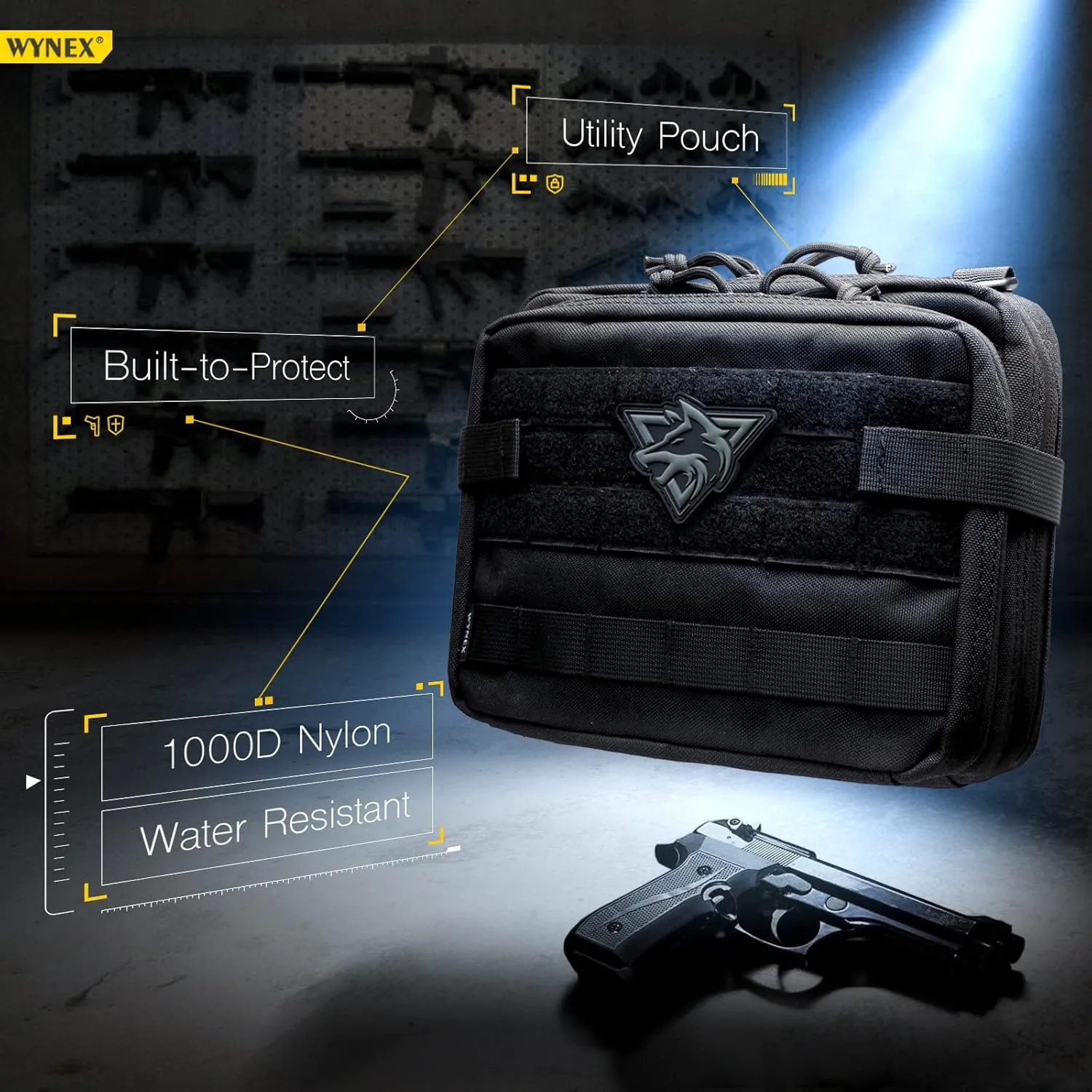 WYNEX Tactical Large Admin Pouch of Double Layer Design, Molle EDC EMT Utility Pouch with Map Sleeve Modular Tool Pouch Large Capacity Flag Patch Included