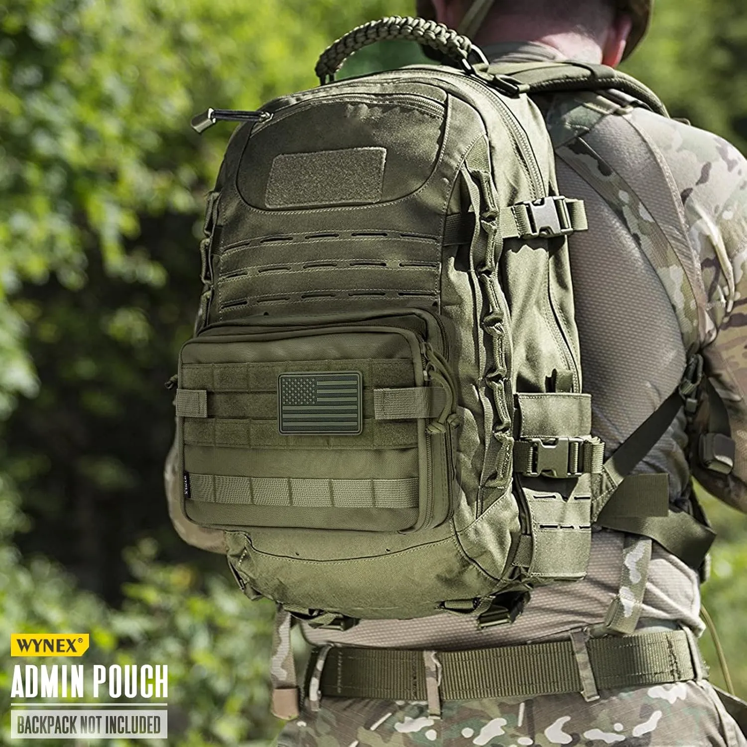 WYNEX Tactical Large Admin Pouch of Double Layer Design, Molle EDC EMT Utility Pouch with Map Sleeve Modular Tool Pouch Large Capacity Flag Patch Included