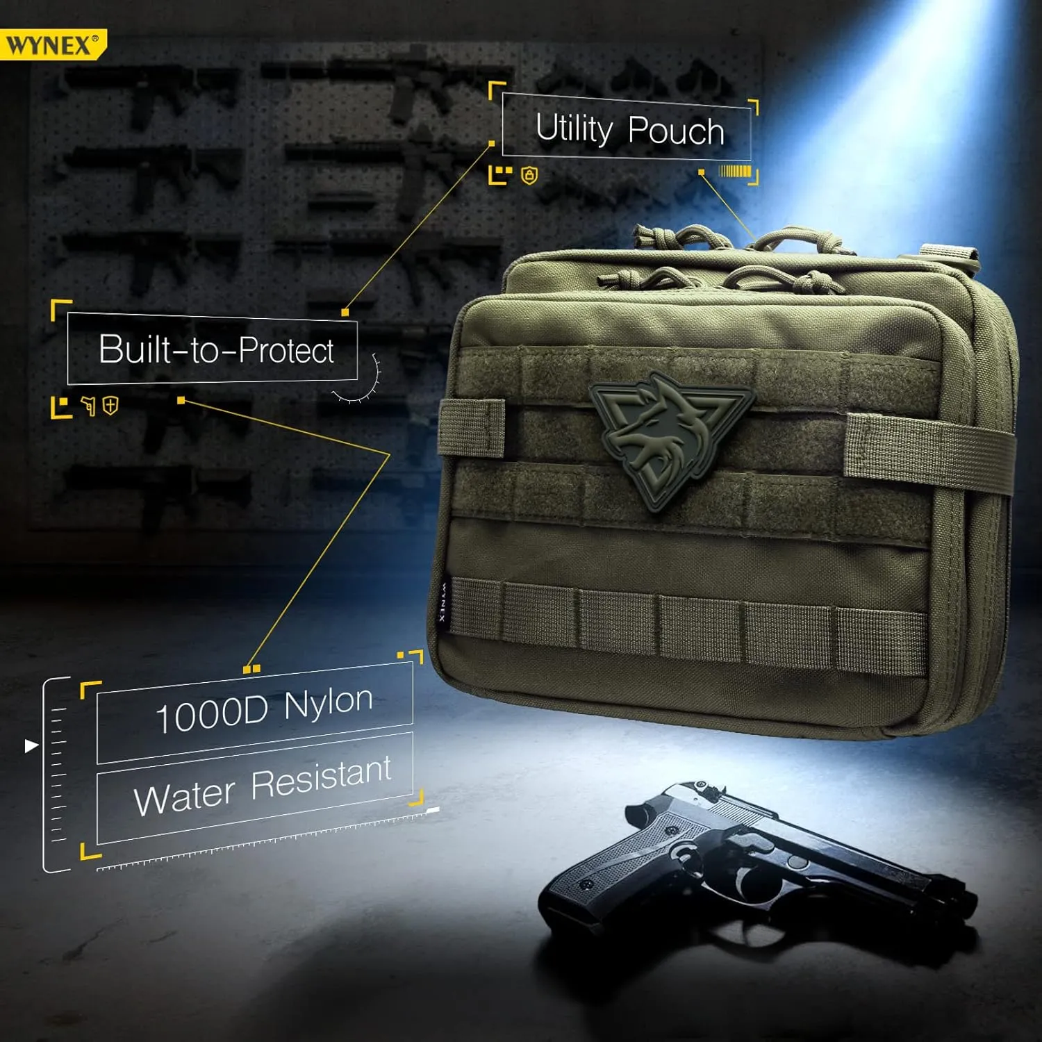 WYNEX Tactical Large Admin Pouch of Double Layer Design, Molle EDC EMT Utility Pouch with Map Sleeve Modular Tool Pouch Large Capacity Flag Patch Included