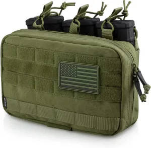 WYNEX Tactical Mag Admin Pouch, Molle Utility Tool Pouch Medical EMT Organizer with Triple Stacker Magazine Holder for M4 M16 Patch Included