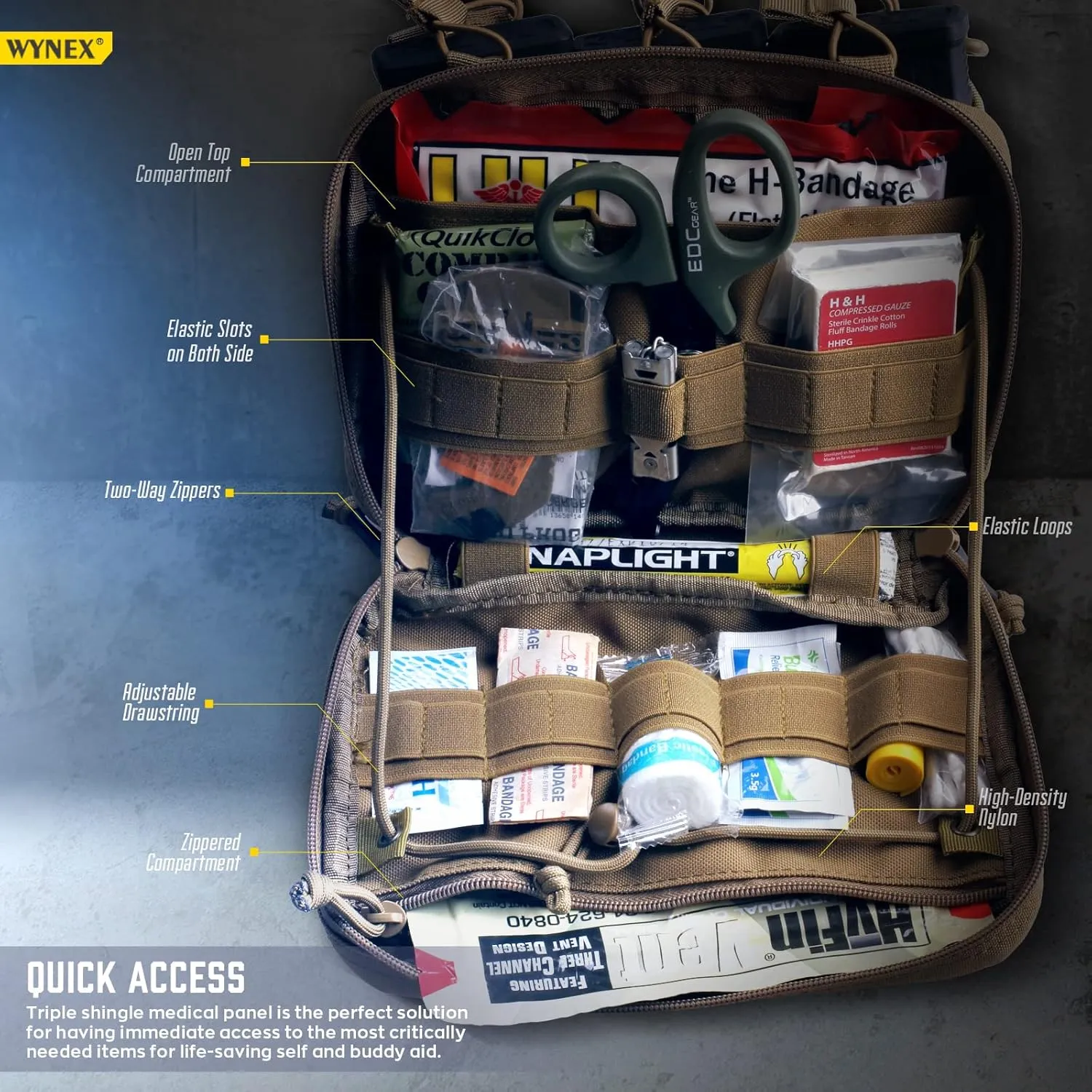 WYNEX Tactical Mag Admin Pouch, Molle Utility Tool Pouch Medical EMT Organizer with Triple Stacker Magazine Holder for M4 M16 Patch Included