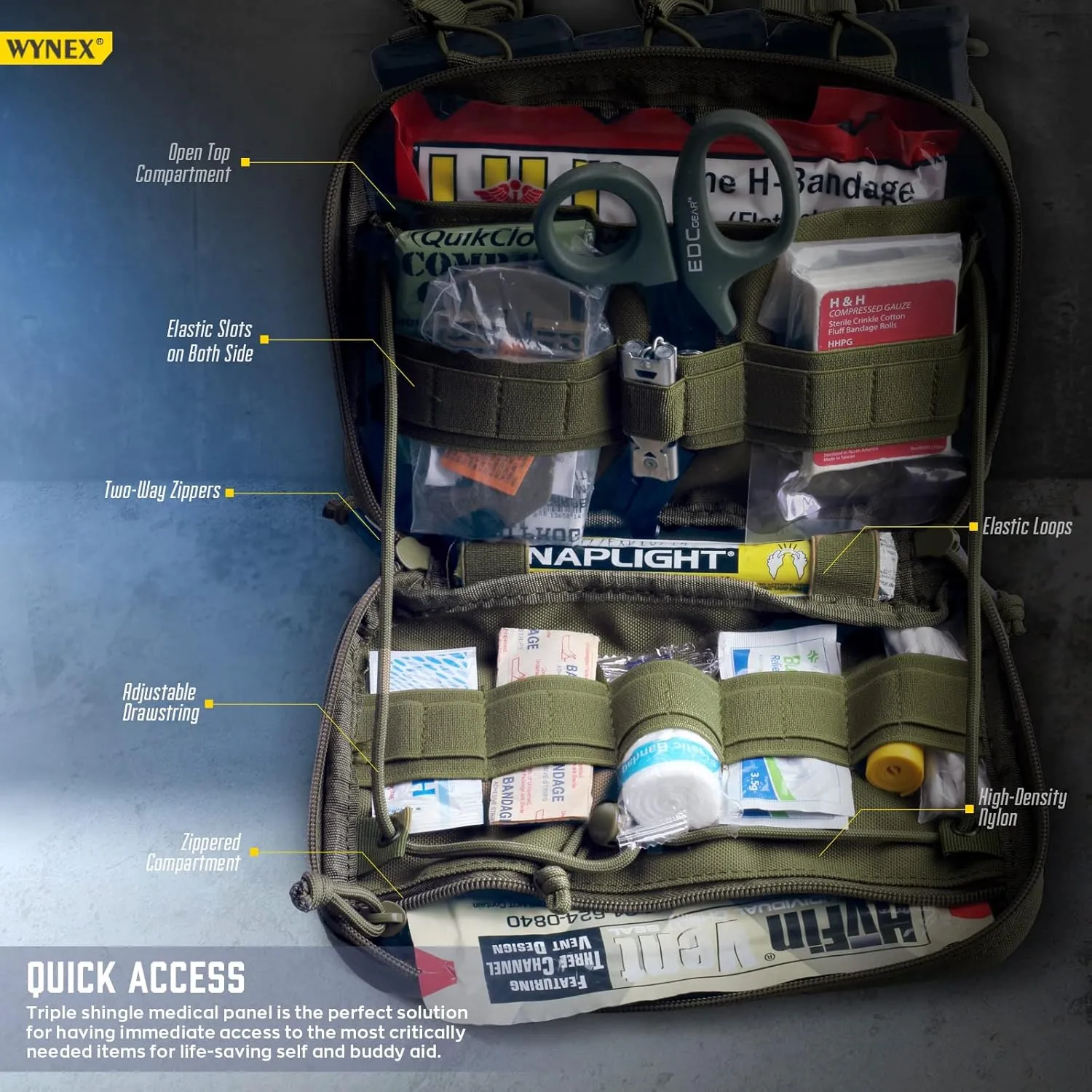 WYNEX Tactical Mag Admin Pouch, Molle Utility Tool Pouch Medical EMT Organizer with Triple Stacker Magazine Holder for M4 M16 Patch Included