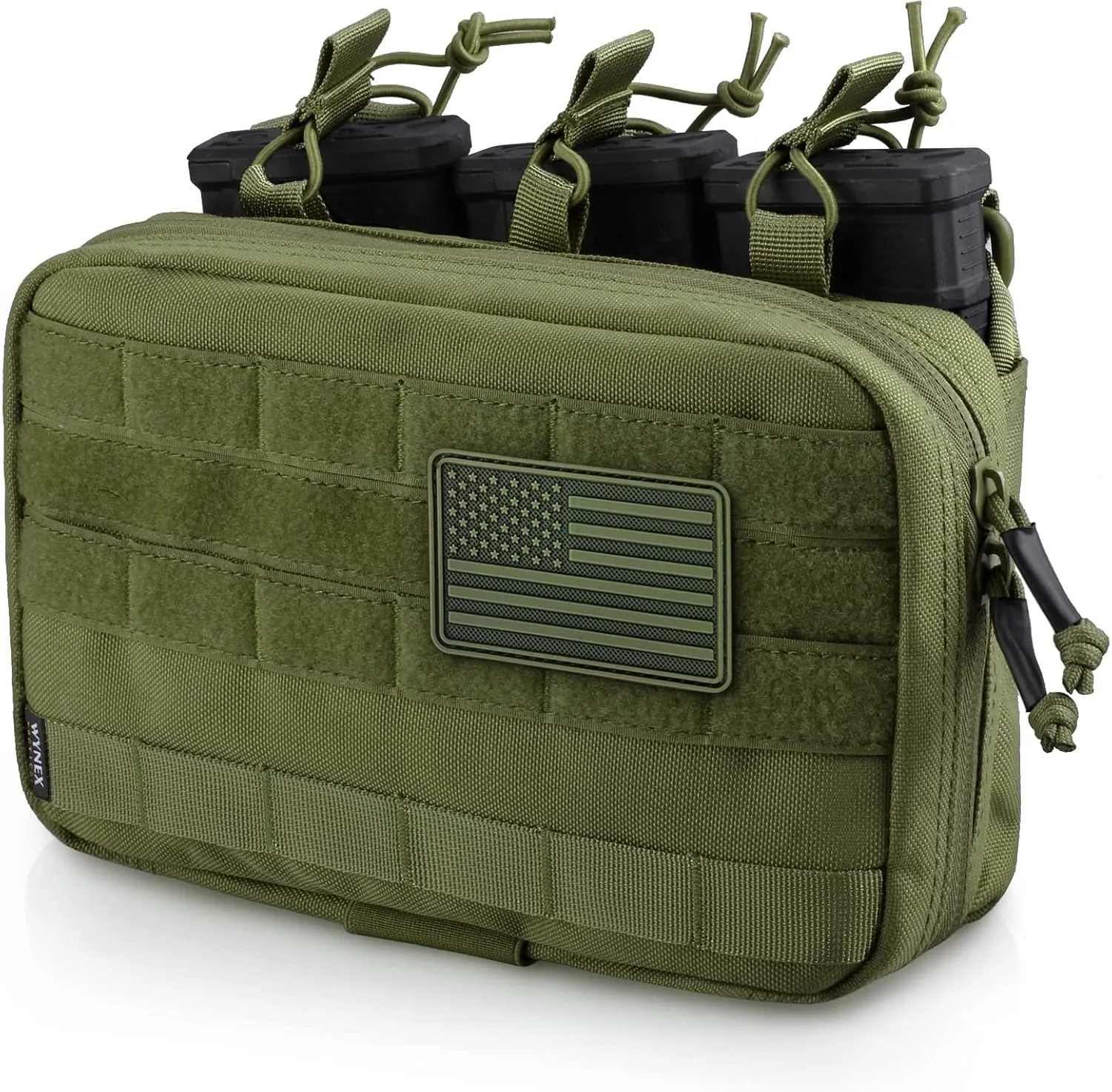 WYNEX Tactical Mag Admin Pouch, Molle Utility Tool Pouch Medical EMT Organizer with Triple Stacker Magazine Holder for M4 M16 Patch Included