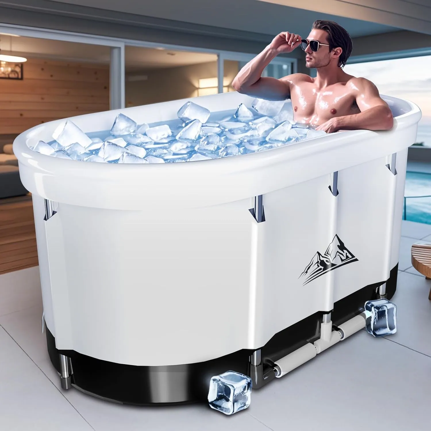 XL 130 Gal Ice Bath Tub for Cold Plunge,2025 Large Oval Ice Bath Tubs for Athletes,Portable Cold Plunge Tub,Cold Water Plunge Tub Foldable, Cold Plunge for Family,Ice Baths for Home,Gyms,Indoor Use