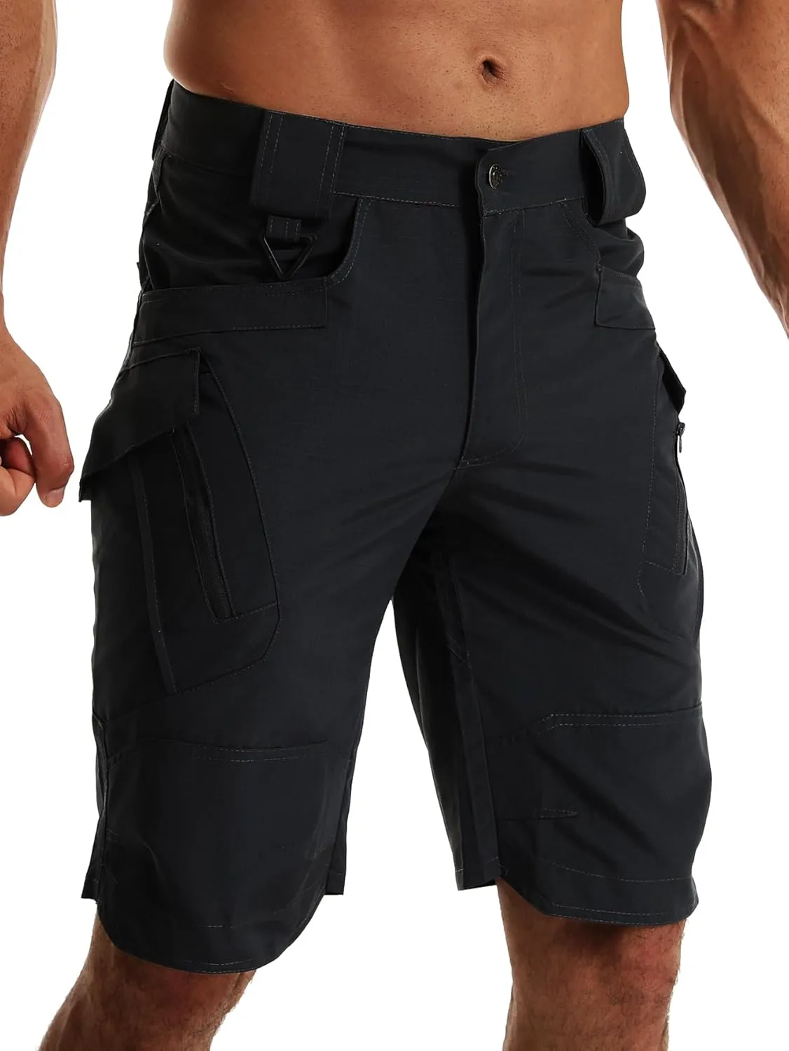 YAXHWIV Men's Hiking Cargo Shorts Lightweight Waterproof Tactical Outdoor Work Shorts with Pockets