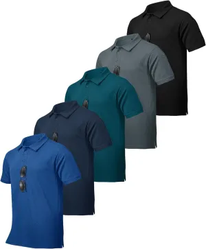 ZITY 5 Pack Tactical Polo Shirts for Men Golf Shirt Short Sleeve Athletic Performance Moisture Wicking Work Outdoor Tshirts